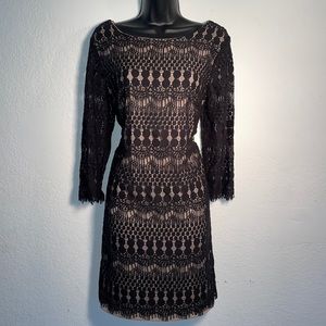 R0NNI NICOLE Black Lace Stretchy Dress SZ 12